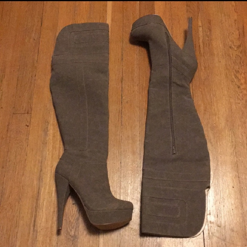 Over the knee high heeled boots